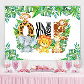 Animaux et feuilles vertes première toile de fond joyeux anniversaire